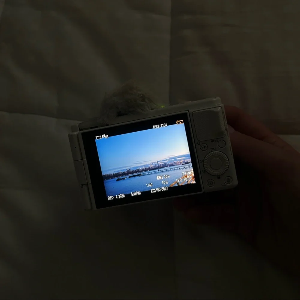 Sony White Compact Digital Camera with Silver Lens Ring